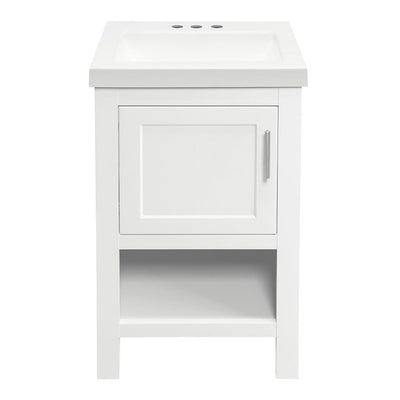 Spa 18-1/2 in Bath Vanity in White with Cultured Marble Vanity Top in White with White Sink - Super Arbor