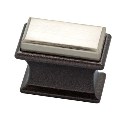 Luxe Square 1-2/5 in. (36 mm) Dual Tone Cocoa Bronze and Satin Nickel Cabinet Knob - Super Arbor