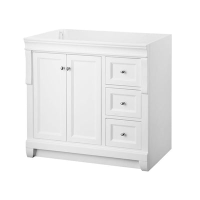 Naples 36 in. W Bath Vanity Cabinet Only in White with Right Hand Drawers - Super Arbor