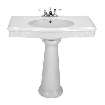 Darbyshire 34-1/2 in. Pedestal Combo Bathroom Sink in White - Super Arbor