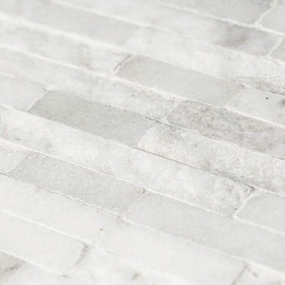 Jeffrey Court Churchill White Split Face 11.75 in. x 12.625 in. x 13 mm Splitface Textured Marble Mosaic Tile - Super Arbor