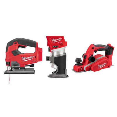 M18 FUEL 18-Volt Lithium-Ion Brushless Cordless Jig Saw/Compact Router/3-1/4 in. Planer Combo Kit (3-Tool) - Super Arbor