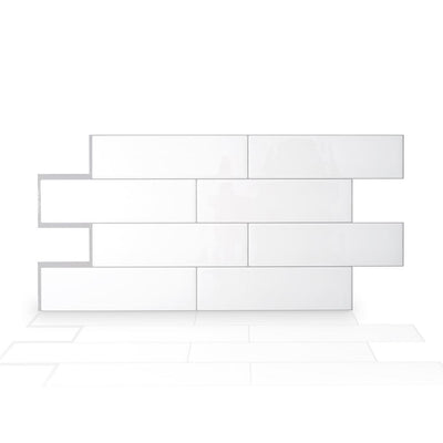 Oslo 22.56 in. W x 10.88 in. H White Peel and Stick Self-Adhesive Decorative Mosaic Wall Tile Backsplash (2-Pack) - Super Arbor