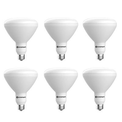EcoSmart 75-Watt Equivalent BR40 Dimmable CEC LED Light Bulb Soft White (6-Pack) - Super Arbor