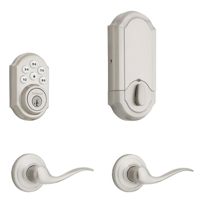 SmartCode 909 Satin Nickel Single Cylinder Electronic Deadbolt Featuring SmartKey Security and Tustin Passage Lever - Super Arbor