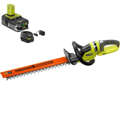 RYOBI ONE+ Lithium+ 22 in. 18-Volt Lithium-Ion Cordless Hedge Trimmer - 1.5 Ah Battery and Charger Included - Super Arbor