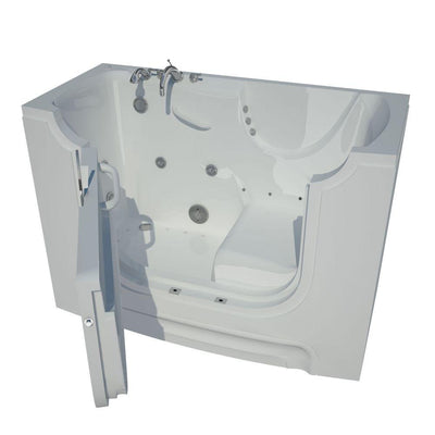 HD Series 60 in. Left Drain Wheelchair Access Walk-In Whirlpool and Air Bath Tub with Powered Fast Drain in White - Super Arbor