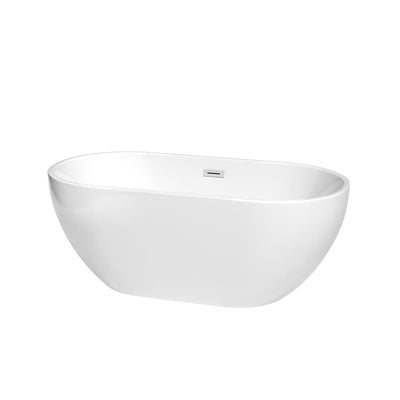 Brooklyn 60 in. Acrylic Flatbottom Bathtub in White with Polished Chrome Trim - Super Arbor