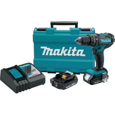 18-Volt Lithium-Ion 1/2 in. Compact Cordless Hammer Driver Drill Kit with two Batteries (2.0 Ah), Charger and Hard Case - Super Arbor