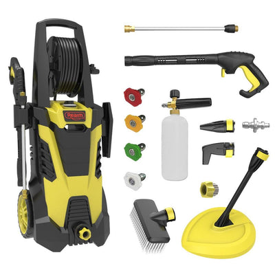 Realm 2450 PSI 1.75 GPM 14.5 Amp Cold Water Electric Pressure Washer in Yellow Black (Deluxe Edition) - Super Arbor