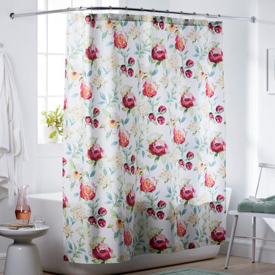 Splendid Rose Multicolored Floral Cotton 72 in. Shower Curtain - Super Arbor