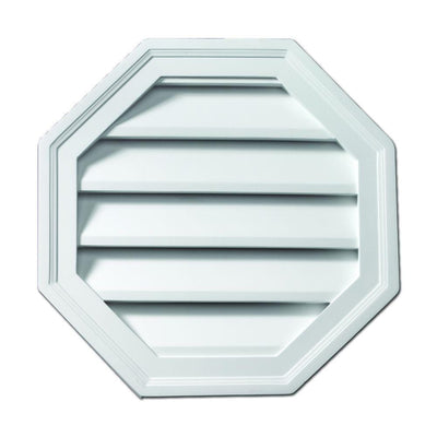 22 in. x 22 in. Octagon White Polyurethane Weather Resistant Gable Louver Vent - Super Arbor