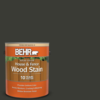BEHR 1 Gal. #ECC-10-2 Jet Black Solid Color House and Fence Exterior Wood Stain - Super Arbor
