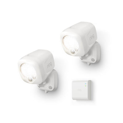 White Smart Lighting Motion Activated Outdoor Integrated LED Spot Light Battery 2-Pack with Smart Lighting Bridge White - Super Arbor