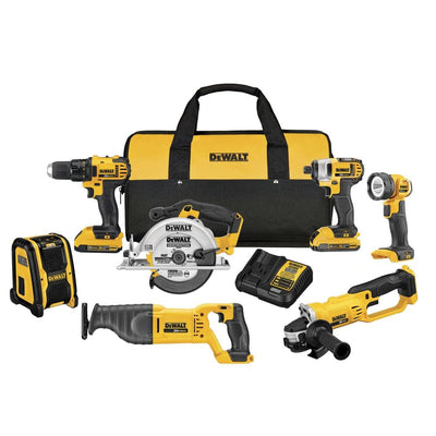 20-Volt MAX Lithium-Ion Cordless Drill/Driver Combo Kit (7-Tool) with (2) 20-Volt Batteries 2.0Ah, Charger and Tool Bag - Super Arbor