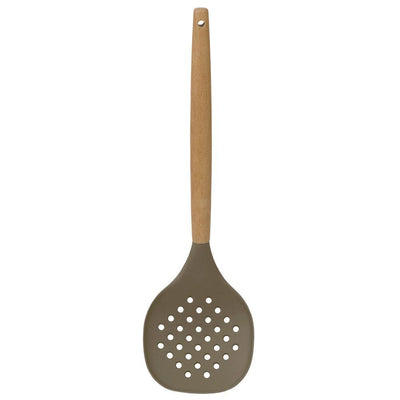 Karina High-Heat Resistance in Grey with Easy Grip Beech Handle Non-Stick Safe Silicone Skimmer - Super Arbor