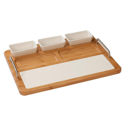 CreativeWare 'TableStyles' Bamboo and Ceramic Hostess Server with Serving Bowls and Cutting Board - Super Arbor