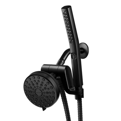 12-Spray High Pressure 1.8 GPM 5 in. Wall Mount Dual Shower Head and Handheld Shower Head in Matte Black - Super Arbor