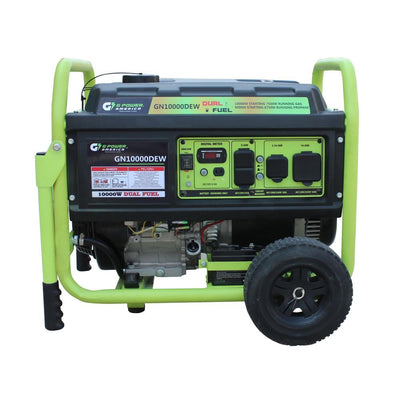 Green-Power 10000/8750-Watt Dual Fuel Gas/Propane Powered Portable Generator w/420cc/15HP LCT Professional Engine, Lithium Battery - Super Arbor