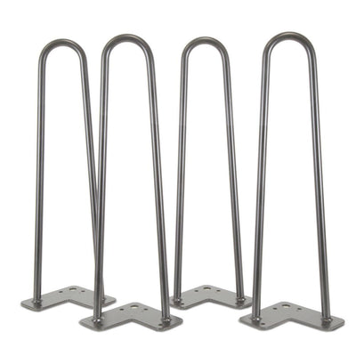 1/2 in. Dia 16 in. Mid-Century Modern Raw Steel Hairpin Table Legs, (4-Pack) - Super Arbor