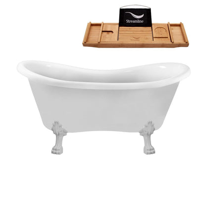 62 in. Acrylic Clawfoot Non-Whirlpool Bathtub in White - Super Arbor