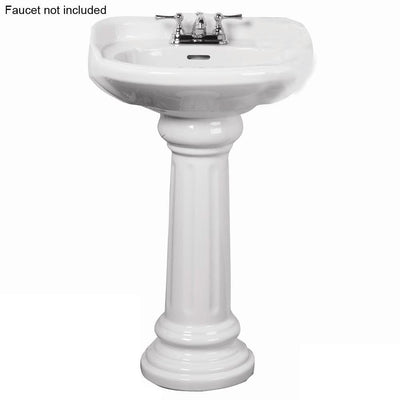 Pegasus Victoria 26 in. Pedestal Combo Bathroom Sink for 4 in. Centerset in White - Super Arbor