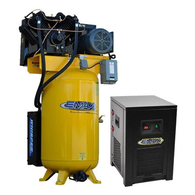 Industrial PLUS 80 Gal. 7.5HP 208-Volt 3-Phase 2-Stage Silent Air Electric Pressure Lube Air Compressor and 30 CFM Dryer - Super Arbor