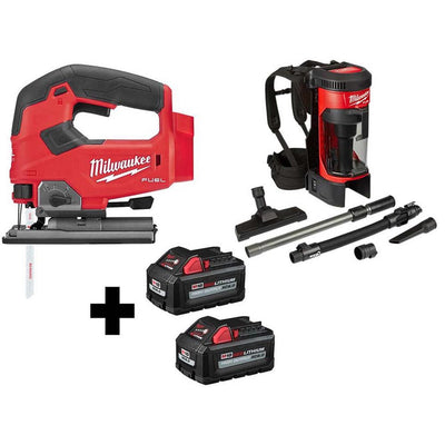 M18 FUEL 18-Volt Lithium-Ion Brushless Cordless Jig Saw and 3-in-1 Backpack Vacuum with (2) 6.0Ah Batteries - Super Arbor
