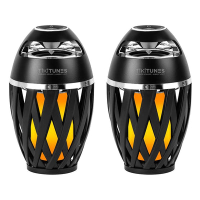 TikiTunes Black Bluetooth Speakers with LED Atmospheric Lighting Effect (2-Pack) - Super Arbor