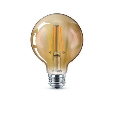 Philips 40-Watt Equivalent G25 Dimmable Vintage Glass Edison LED Globe Light Bulb Amber Warm White (2000K) (1-Bulb) - Super Arbor