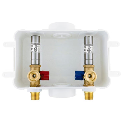 1/2 in. x 3/4 in. MHT Brass Washing Machine Outlet Box with Water Hammer with 1/2 Sweat Connection - Super Arbor