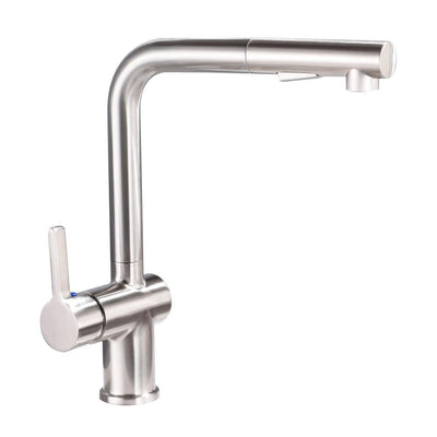 Single-Handle Pull Out Sprayer Kitchen Faucet in Brushed Nickel - Super Arbor