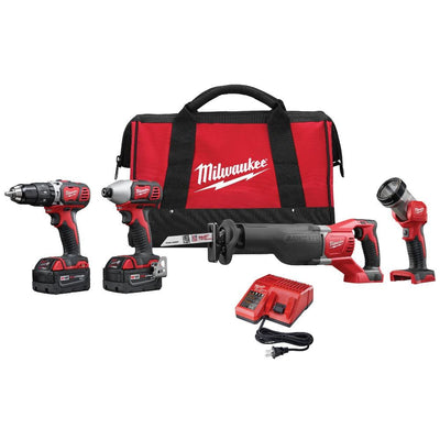 M18 18-Volt Lithium-Ion Cordless Combo Tool Kit (4-Tool) with (2) 3.0Ah Batteries, 1-Charger, 1-Tool Bag - Super Arbor
