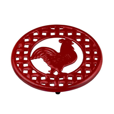 Rooster Cast Iron Trivet in Red - Super Arbor