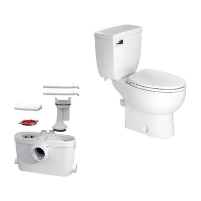 SaniAccess3 2-Piece 1.280 GPF Single Flush Elongated Toilet with .5 HP Macerating Pump in White - Super Arbor