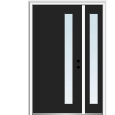 51 in. x 81.75 in. Viola Clear Low-E Left-Hand Inswing 1-Lite Midcentury Painted Steel Prehung Front Door with Sidelite - Super Arbor