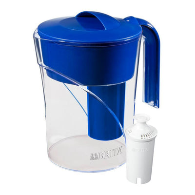 Six 8 oz. Glasses Mist Water Filter Pitcher in Dark Blue, BPA Free - Super Arbor