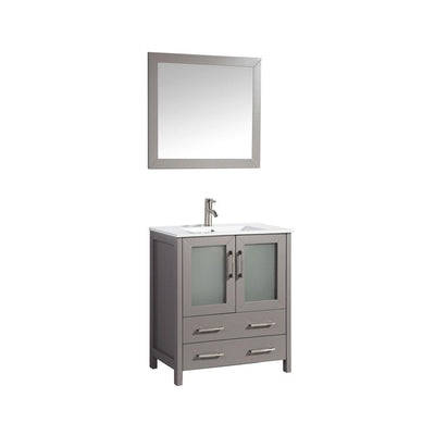 Brescia 30 in. W x 18 in. D x 36 in. H Bath Vanity In Grey with Vanity Top in White with White Basin and Mirror - Super Arbor
