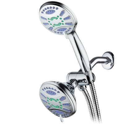 Antimicrobial 48-Spray 4.3 in. High Pressure 3-Way Dual Shower Head and Handheld Shower Head Combo in Chrome - Super Arbor