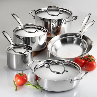 Gourmet Tri-Ply Clad 10-Piece Stainless Steel Cookware Set - Super Arbor