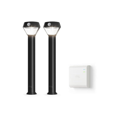 Ring Smart Lighting Motion Activated Outdoor Solar Integrated LED Black Pathlight with Smart Lighting Bridge (2-Pack) - Super Arbor