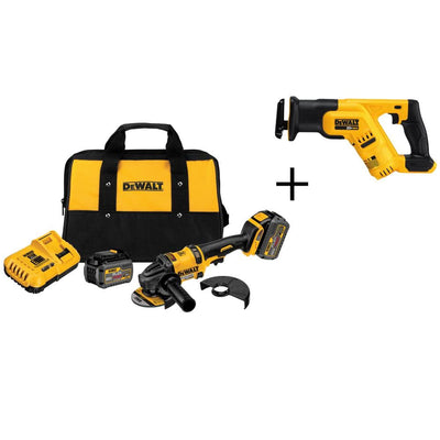 FLEXVOLT 60-Volt MAX Lithium-Ion Cordless Brushless 4-1/2 in. Angle Grinder with Batteries and Bonus Reciprocating Saw - Super Arbor