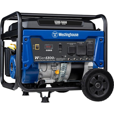 Westinghouse WGen5300v 6,600/5,300 Watt Gas Powered Portable Generator with RV and Transfer Switch Ready Outlets for Home Backup - Super Arbor