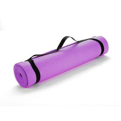 All Purpose Extra Thick Purple Fitness & Exercise 24 in. x 68 in. Yoga Mat with Carrying Strap - Super Arbor