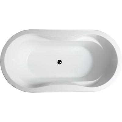Brescia 65.04 in. Acrylic Flatbottom Non-Whirlpool Freestanding Bathtub in Glossy White - Super Arbor
