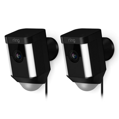 Spotlight Cam Wired Outdoor Rectangle Security Camera, Black (2-Pack) - Super Arbor