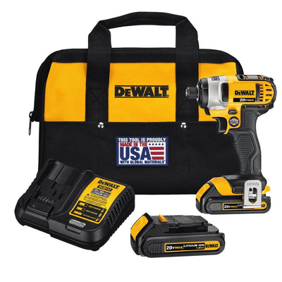 20-Volt MAX Lithium-Ion Cordless 1/4 in. Impact Driver with (2) Batteries 1.5Ah, Charger and Tool Bag - Super Arbor