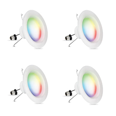 5 in. or 6 in. 75-Watt Equivalent Dimmable Smart Wi-Fi Color Changing and Tunable White LED Recessed Downlight (4-Pack) - Super Arbor