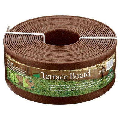 Terrace Board 5 in. x 40 ft. Brown Landscape Lawn Edging with Stakes - Super Arbor