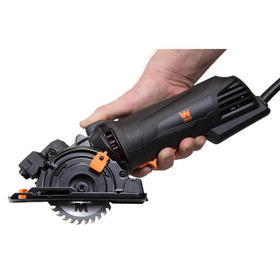 4.2 Amp 3-3/8 in.  Plunge Cut Compact Circular Saw with Laser, Carrying Case, and 3-Blades - Super Arbor